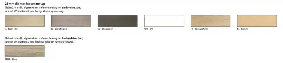 Huislijn Standaard Melamine Kleuren